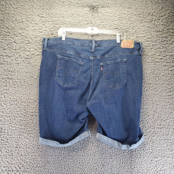 Levis Shorts Womens 22W Blue Classic Bermuda Denim Mid-Rise 5-Pocket Button Fly - Picture 1 of 14